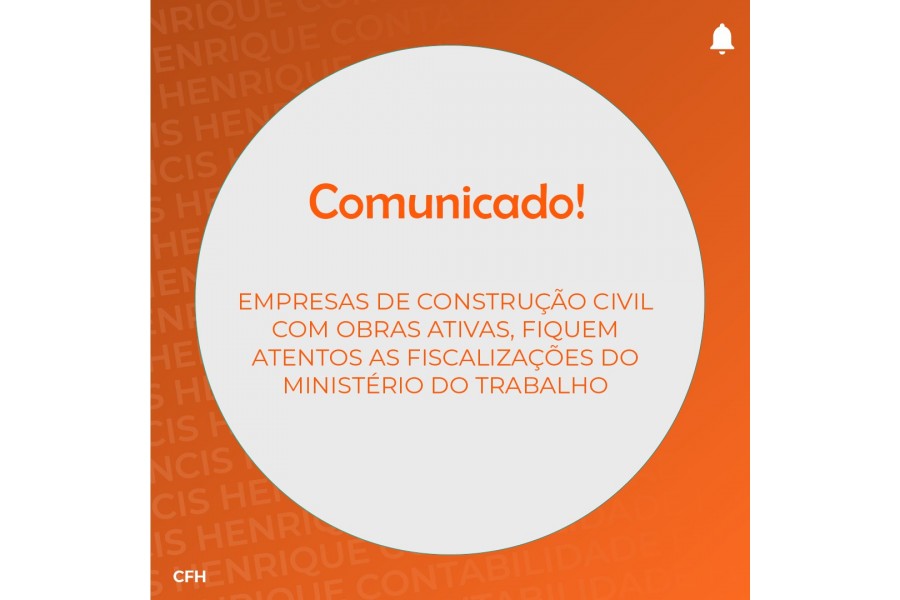  COMUNICADO PARA EMPRESAS DE CONSTRUÇÃO CIVIL